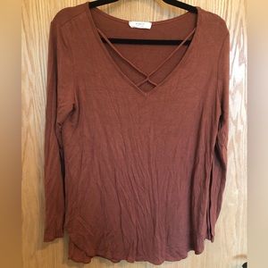 a.gain Women’s L Rust Long-sleeved Top